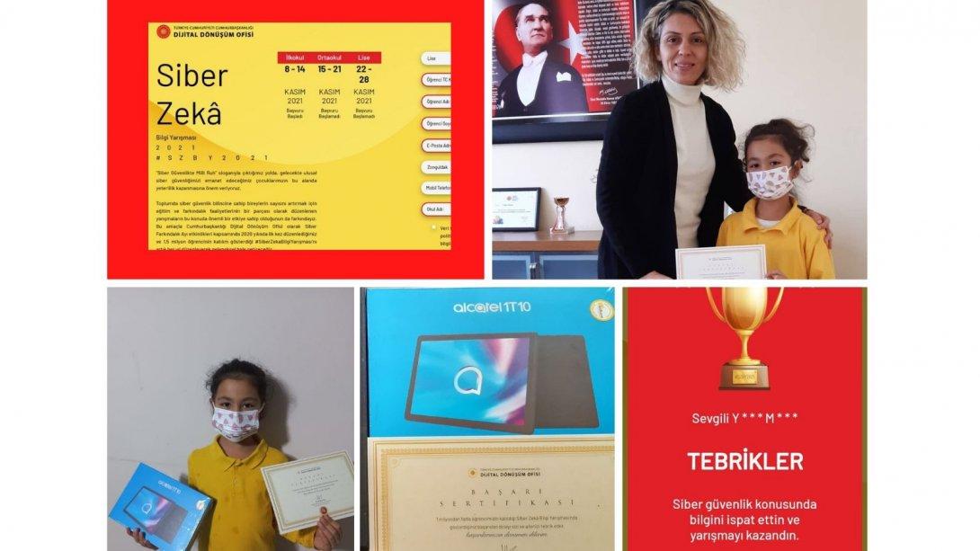Cumhurbaşkanlığı Dijital Dönüşüm Ofisi Siber Zeka Bilgi Yarışmasında Velioğlu İlkokulu Öğrencimizden Başarı